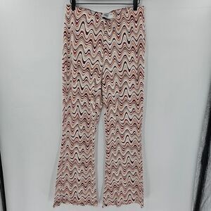 Hollister flare pants large hippie brown white cream groovy concert high waist